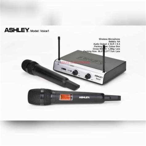 Jual Mic Microphone Wireless Ashley Voice 1 PP Original 2 Mic Handle