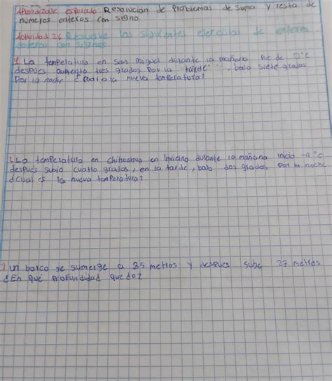 Reusleve Los Siguientes Problemas De Suma Y Resta De Numeros Enteros