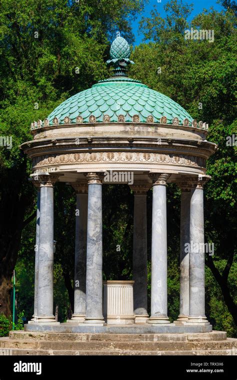 Temple of Diana in Villa Borghese public park in Rome. A small neoclassical temple built in 1789 ...