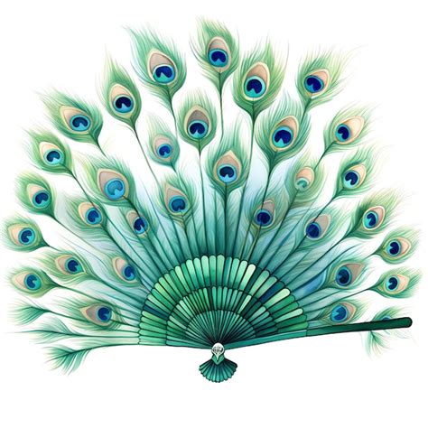 Hermoso abanico verde hecho de plumas de pavo real ilustración de