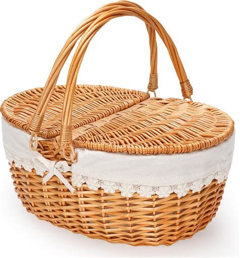 Amazon Forart Wicker Picnic Baskets Hamper With Lid And Handle