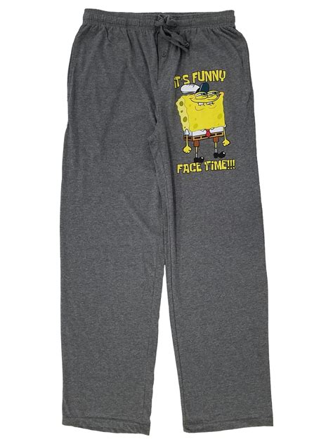 Spongebob Squarepants Mens Gray Funny Face Time Sleep Pants Pajama ...