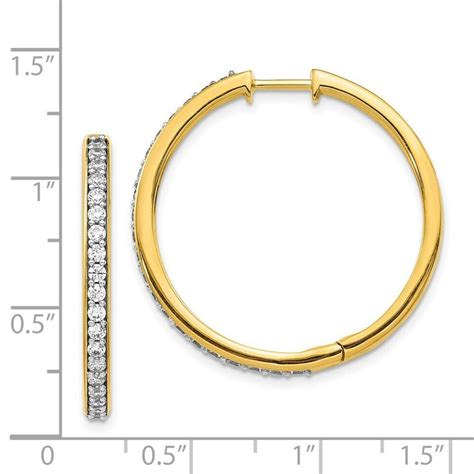 14k Yellow Gold Diamond Hinged Hoop Earrings Ebay