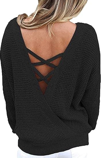 Beyove Backless Sweater For Women Sexy Wrap Front Loose Sweater Long