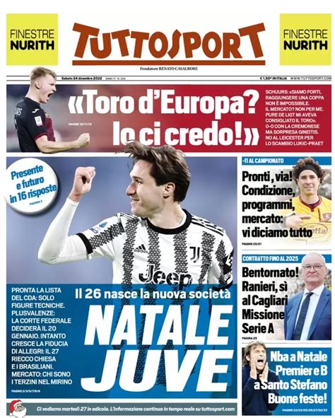 24 Dicembre 2022 Le Prime Pagine Dei Giornali Sportivi Missione Leao