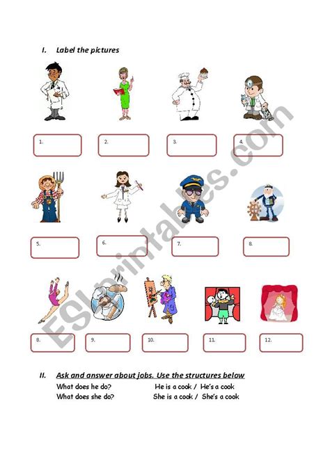 Jobs ESL Worksheet By Rubyflower 18