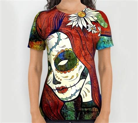 Sugar Skull Tee Shirt All Over Print Lady Skull