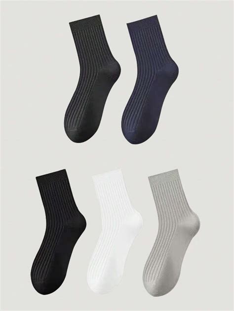 5 Paires De Chaussettes Mi Mollet Pour Hommes D Automne Et D Hiver