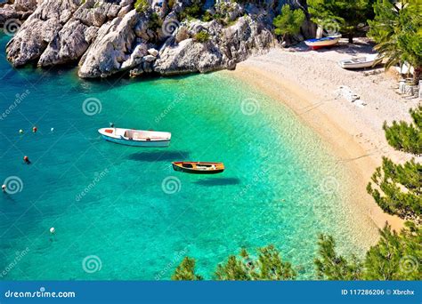 Punta Rata Beach With Azure Sea In Brela Dalmatia Croatia Royalty