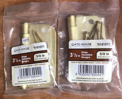 3 12 Door Hinges Penrod Satin Brass Set Of 6 With Brass Screws For Sale Online Ebay