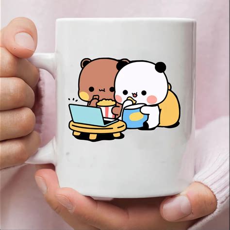 Cute Panda Bear Bubu Dudu Eating Popcorn And Watching Tv Mug Couples