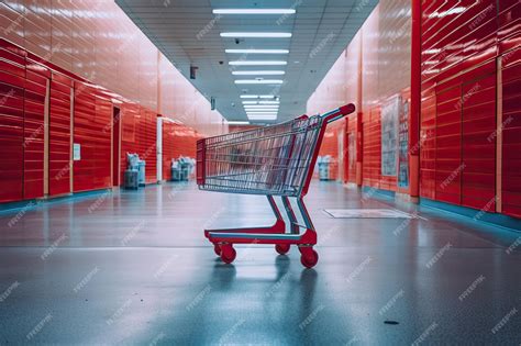 Premium AI Image | Empty supermarket cart in empty warehouse