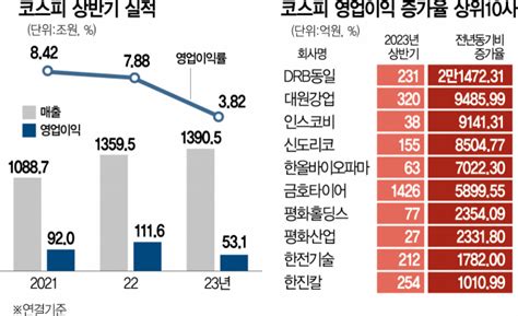 코스피 상반기 실적 영업이익 53조 반토막···감소폭 2005년 이후 최대