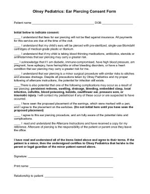 Fillable Online Ear Piercing Consent Form Fill Online Printable