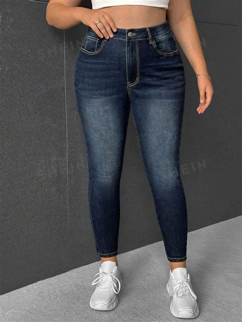 SHEIN EZwear Plus High Waist Skinny Jeans SHEIN USA