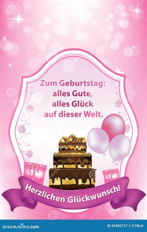 German Birthday Greeting Card, Also for Print Stock Vector ...