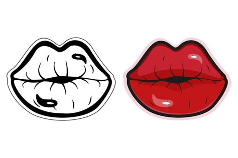 Premium Vector A Pair Of Lips With Red Lips On A White Background