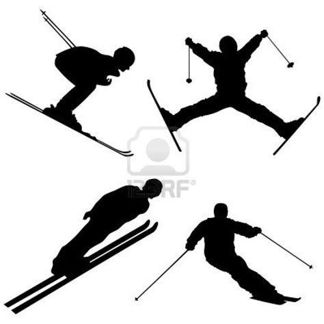 Silhouettes Winter Sports Skiing Sports Art