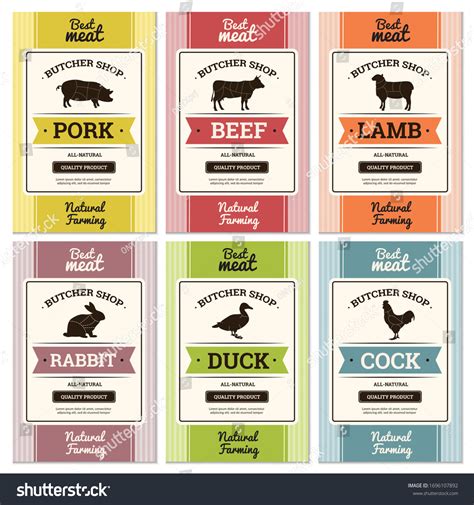 Meat Labels Butcher Shop Logo Fresh: เวกเตอร์สต็อก (ปลอดค่าลิขสิทธิ์