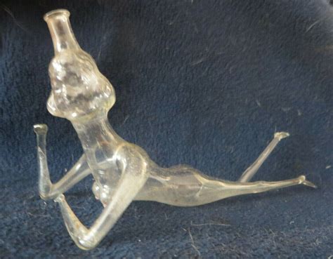 Antique Blown Glass Naked Woman Perfume Bottle German Czechoslovakia