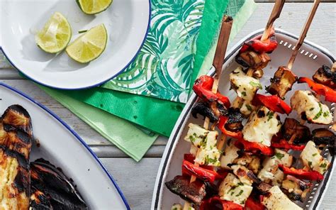 Halloumi Red Pepper And Portobello Mushroom Kebabs Recipe