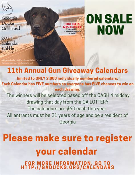 Ducks Unlimited Calendar Gun Raffle 2024 Good Calendar Idea