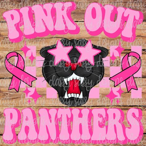 Pink Out Panthers Breast Cancer Awareness Football Png Instant Download Print And Cut File