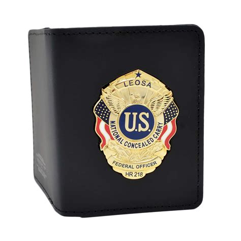 Perfect Fit Duty Leather Double Id Case With Leosa Badge