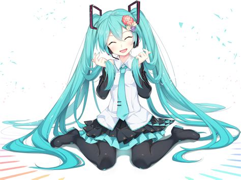 Aqua Hair Hatsune Miku Long Hair Tagme Artist Tie Twintails Vocaloid