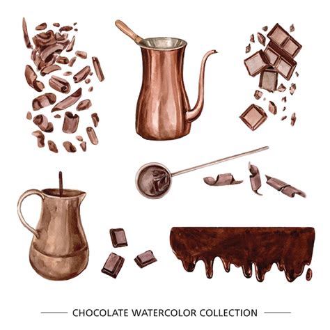 Conjunto de chocolate em aquarela Vetor Grátis