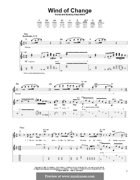 Wind Of Change Scorpions By K Meine Sheet Music On MusicaNeo