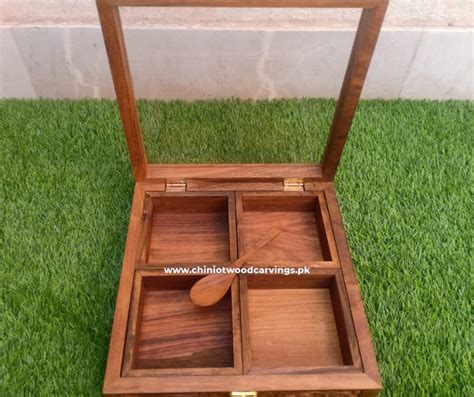 Wooden Spicy Box Handcrafted With Inner Boxes Portion Chiniot Wood