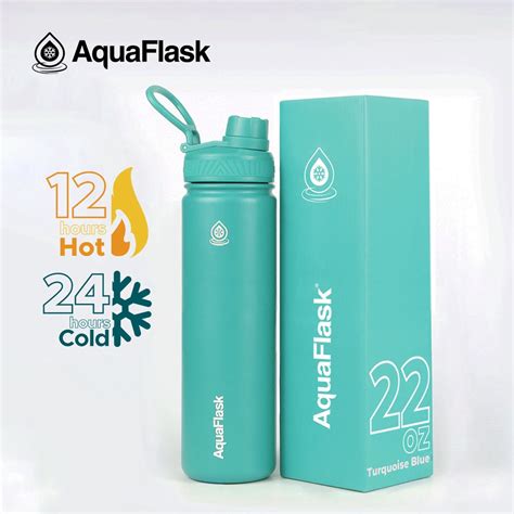 Aquaflask Oz Turquoise Blue Wide Mouth With Spout Lid Vacuum