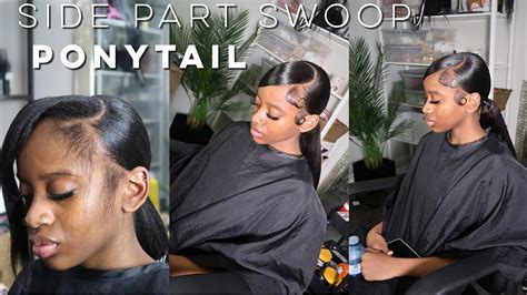 Sleek Side Part Swoop Extended Ponytail Tutorial Natural Hair