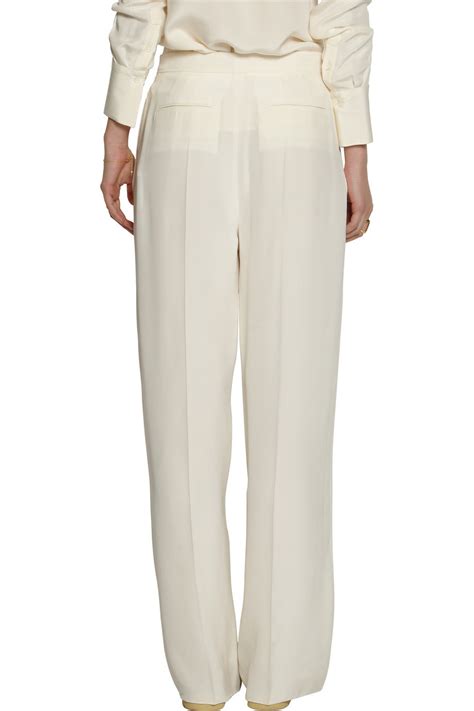 Valentino Pleated Silk Crepe Wide Leg Pants In White Lyst