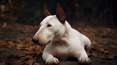 Fondo Bull Terrier Blanco Est Tendido En El Suelo Fondo Fotos De