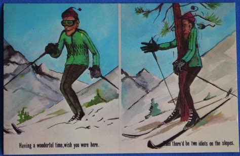 Comic Ski Wish You Were Here Vintage Standardchrome Postcard Etsy