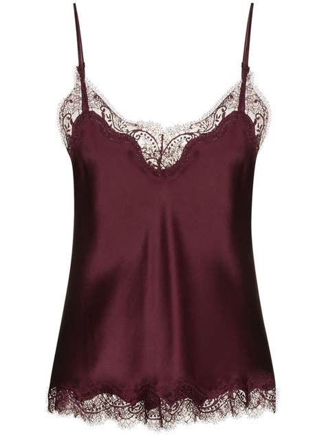 Sainted Sisters Lace Trim Silk Camisole Purple Silk Camisole Women Lace Trim