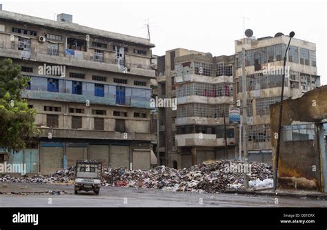 War Damage And A Sniper Blind In The Old City Hi Res Stock Photography