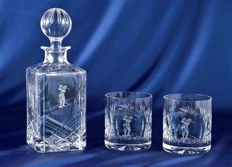 19th Hole Crystal Bottle And Whisky Glasses 300ml Cristalopolis Bleikristall Shop