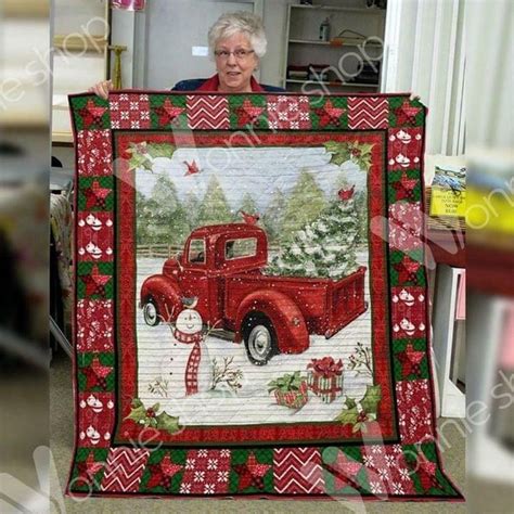 Red Truck Christmas Blanket Made In Us Blanket In 2020 Christmas Quilt Patterns Quilts