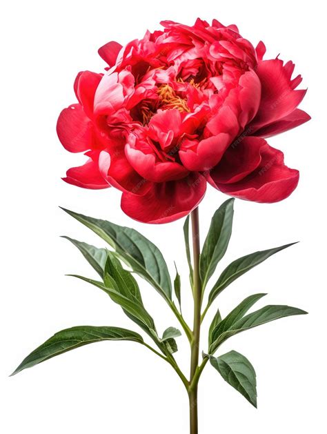 Premium Ai Image Red Peony Flower On White Background