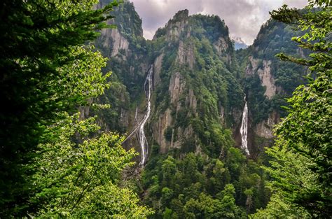 Gorgeous Gorge Ginga And Ryusei Falls Hokkaido Japan Oc 2048x1356