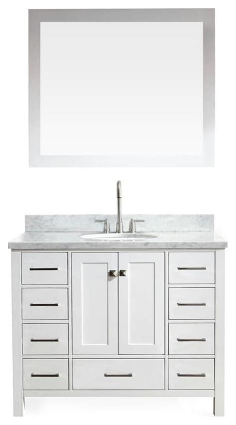 Ariel Cambridge 43 White Modern Single Sink Vanity Set Modern