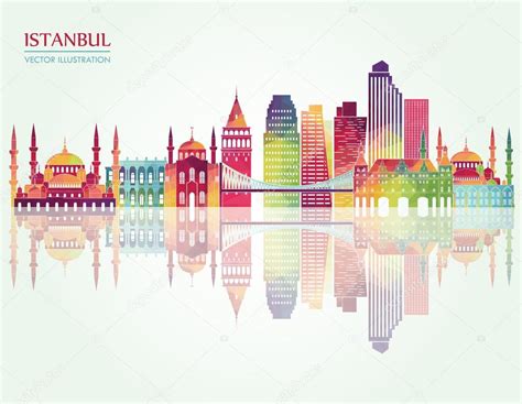 Istanbul Skyline Detailed Silhouette Stock Vector