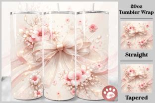 Flowers Bow Coquette Tumbler Wrap Graphic By Luna Art Design Creative