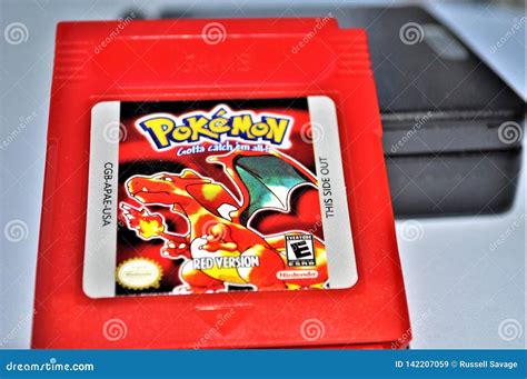 Pokemon Red GameBoy And Game 2 Sideview Editorial Image | CartoonDealer ...