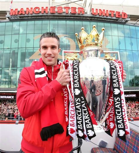 Rvp With Bpl Trophy Manchester United Premier League Robin Van