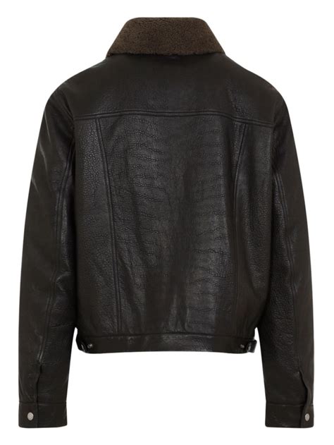 Saint Laurent Shearling Collar Detailing Jacket Black Farfetch