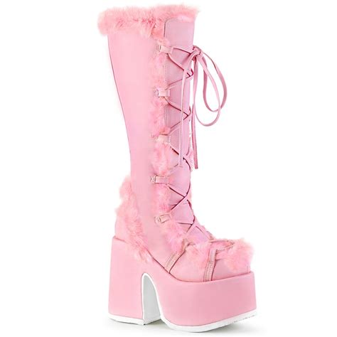 Demonia Camel 311 Boots Pastel Pink Vegan Leather Demonia Cult